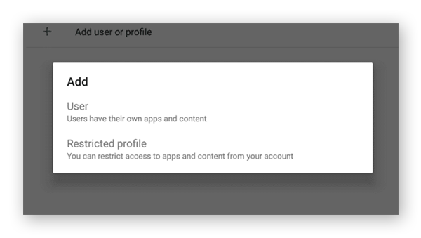 Android restricted profile