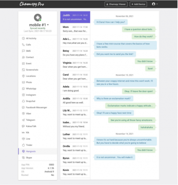 Google Hangouts Tracker