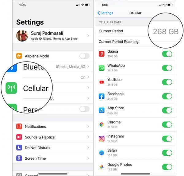 check data usage
