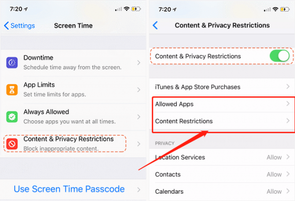 set screen time content restriction